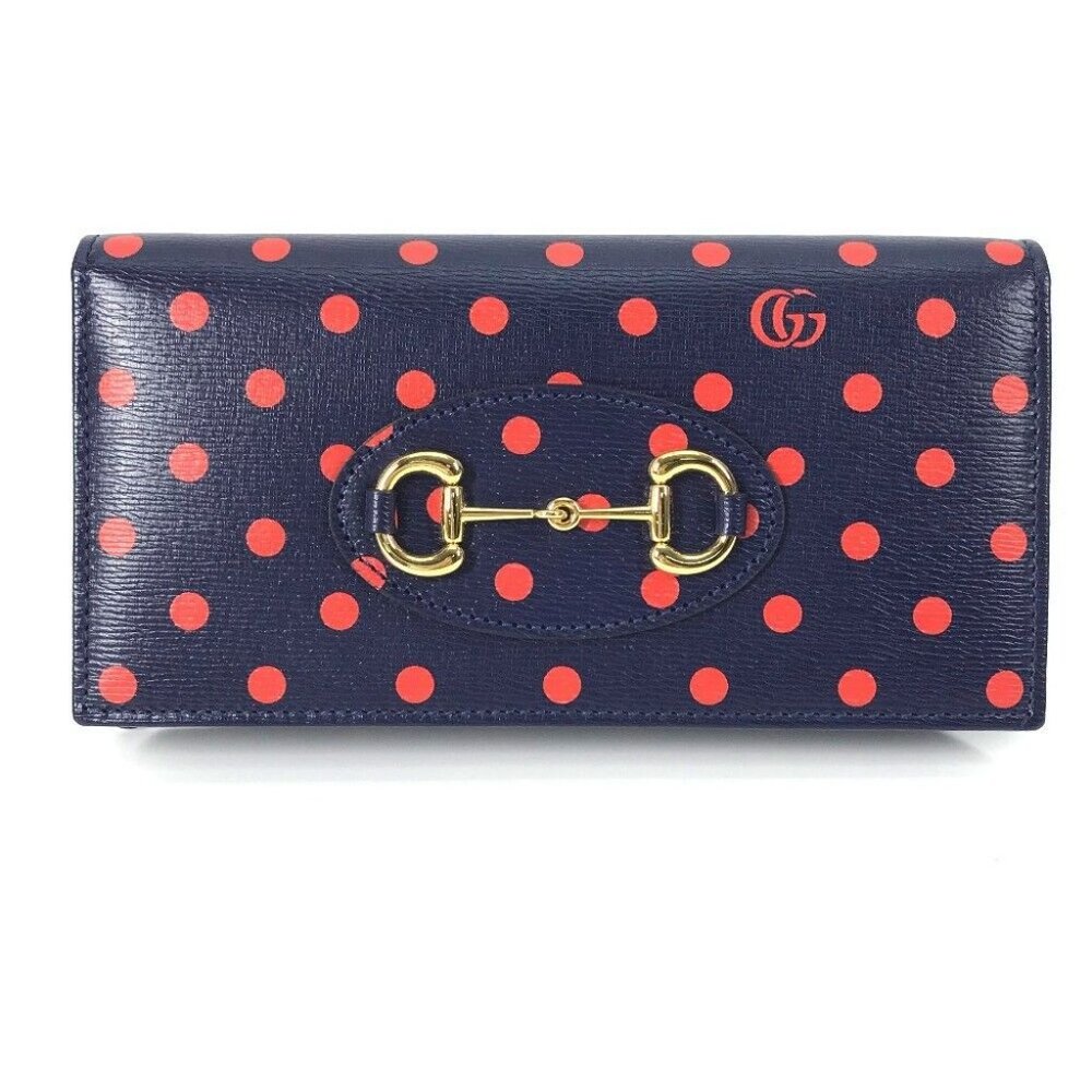 GUCCI Horsebit Dot Polka Dot Chain Shoulder Bag Long Wallet